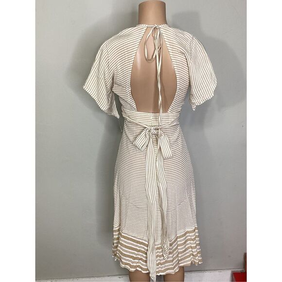New. Faithfull the Brand Beige Striped Midi Dress. Size 4. Retails $180 - Picture 12 of 16